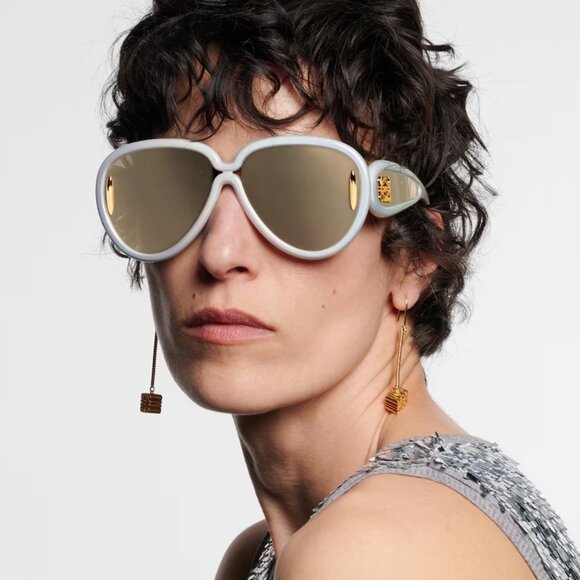 Loewe Men Sunglasses White Gold Mirror Pilot LW40132I 24C NEW AUTHENTIC - Picture 8 of 9